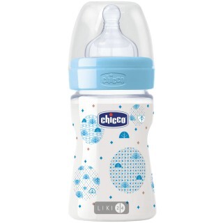Пляшка для годування Chicco Well-Being пластикова з силіконовою соскою 0+ 150 мл