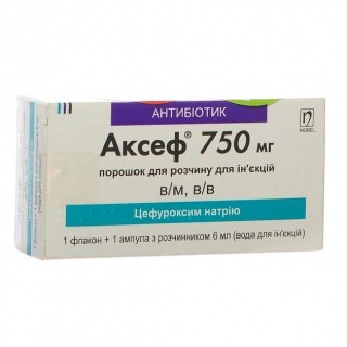 Аксеф пор. д/п ін. р-ну 750 мг фл., з розч. в амп. 6 мл