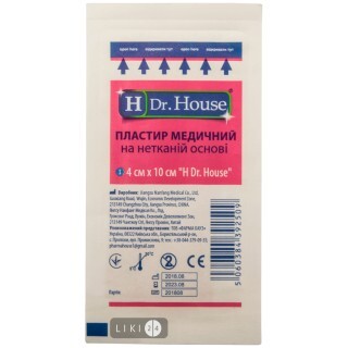 Пластырь медицинский бактерицидный "h dr. house" 4 см х 10 см, на неткан. основе, Jiangsu Nanfang Medical
