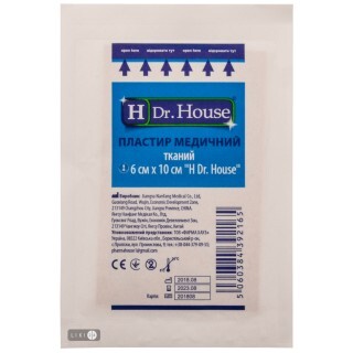 Пластырь медицинский бактерицидный H Dr. House 6 см х 10 см, на тканевой основе