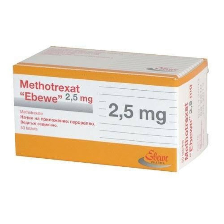 Метотрексат Эбеве табл. 2,5 мг контейнер, в коробке №50 - заказать с .