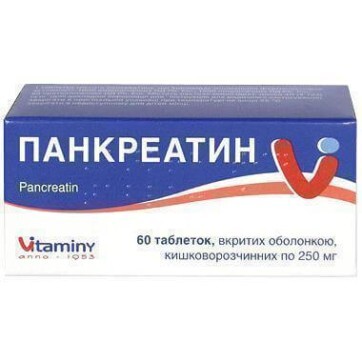 Панкреатин табл. п/о кишечно-раств. 250 мг блистер №60: цены и характеристики