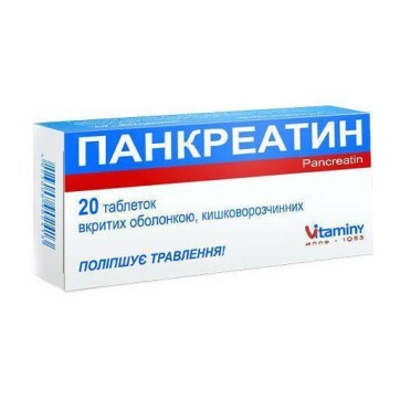 Панкреатин табл. п/о кишечно-раств. 250 мг блистер №20: цены и характеристики