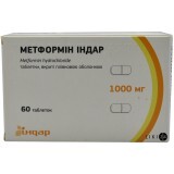 Метформин индар табл. п/плен. оболочкой 1000 мг блистер №60