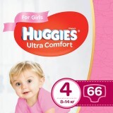 Підгузки Huggies Ultra Comfort 4 для дівчаток 8-14 кг 66 шт