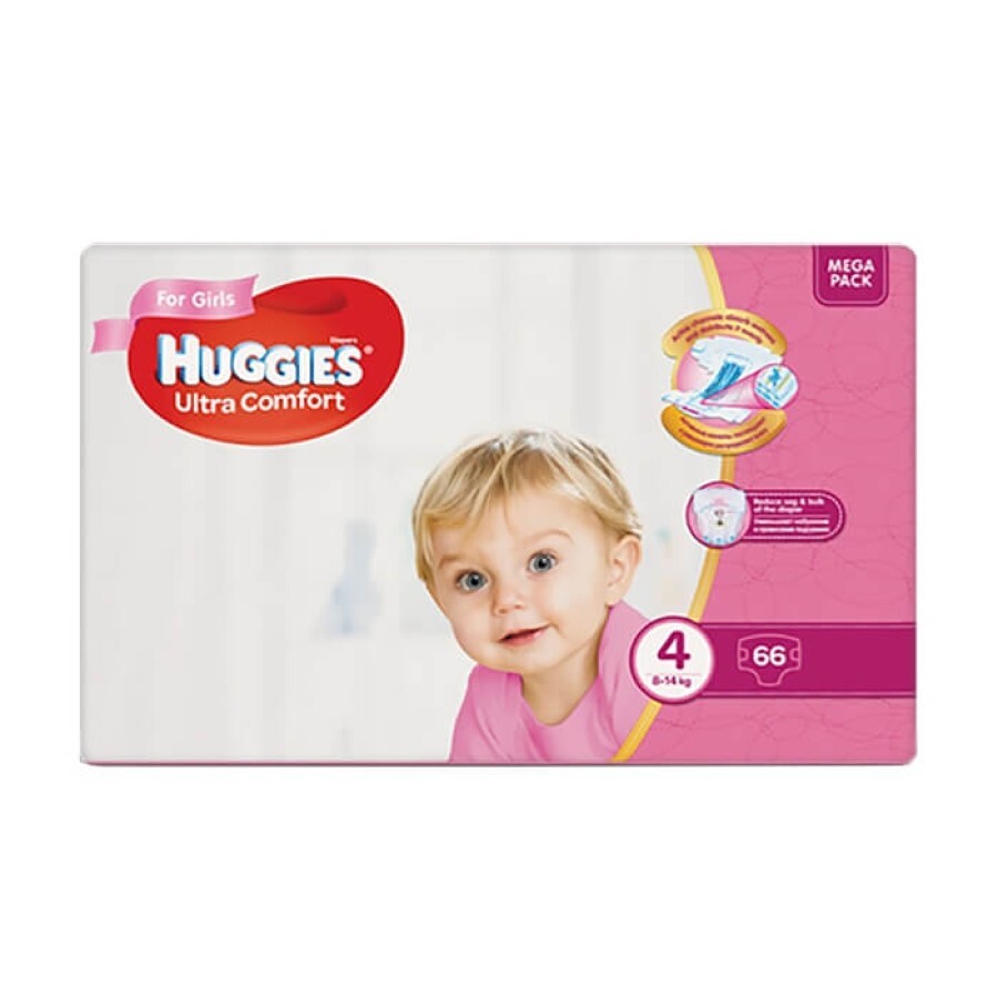 Подгузники Huggies Ultra Comfort 4 для девочек 8-14 кг 66 шт: цены и характеристики