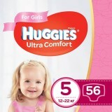 Підгузки Huggies Ultra Comfort 5 для дівчаток 12-22 кг 56 шт
