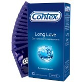 Презервативы латексные с силиконовой смазкой CONTEX Long Love с анестетиком, 12 шт.