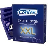 Презервативи латексні з силіконовою змазкою CONTEX Extra Large збільшеного розміру, 3 шт. 