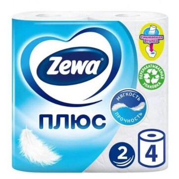 Туалетная бумага Zewa Plus 4 шт: цены и характеристики