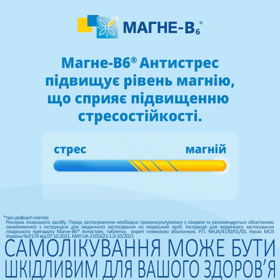 Магне-B6 Антистрес табл. в/о блістер №60: ціни та характеристики