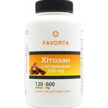 Хитозан с витаминами 600 мг FAVORTA капсулы, №120: цены и характеристики