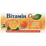 Вітамін С 500 табл. жув. 0,5 г блістер, з апельсиновим смаком №60