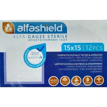 Салфетки стерильные Alfashield 15*15sm (12 шт): цены и характеристики