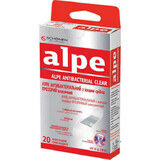 Пластырь медицинский Alpe антибактериальный прозрачный 76х19мм, с ионами серебра №20