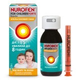 Нурофєн для дітей Форте суспензія оральна 200 мг/5 мл 100 мл, з апельсиновим смаком, від жару та болю, без цукру та барвників