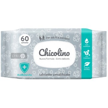 Вологі серветки Chicolino Антибактеріальні для дорослих і дітей 60 шт: ціни та характеристики