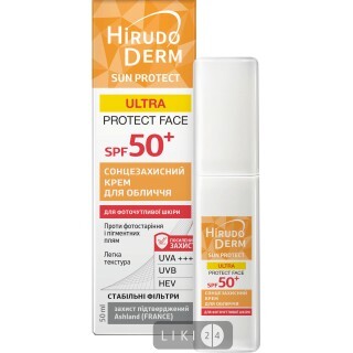 Солнцезащитный крем для лица Биокон Hirudo Derm Sun Protect Ultra Protect Face SPF 50 + 50 мл