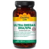 Ультра Омега (ДГК / ЭПК), Ultra Omegas DHA EPA, Country Life, 120 желатиновых капсул