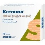 Кетонал р-н д/ін. 100 мг/2 мл амп. 2 мл №10