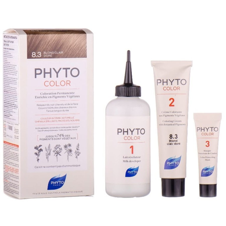 Крем-краска для волос PHYTO Фитоколор тон 8.3, светло-русый золотистый ...