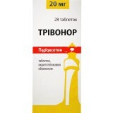 Тривонор 20 мг таблетки, покрытые пленочной оболочкой, блистер, №28