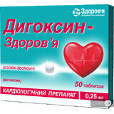 Дигоксин-Здоровье табл. 0,25 мг блистер №50
