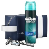 Подарунковий набір Gillette Бритва з 2 змінними касетами Mach 3 Start + Гель для гоління Екстракомфорт 200 мл + Дорожній чохол