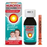 Нурофєн для дітей Форте суспензія оральна 200 мг/5 мл 100 мл, з полуничним смаком, від жару та болю, без цукру та барвників