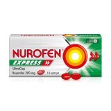 Нурофєн Експрес Ультракап капсули м'які по 200 мг, жарознижуюча та протизапальна дія, 10 шт.