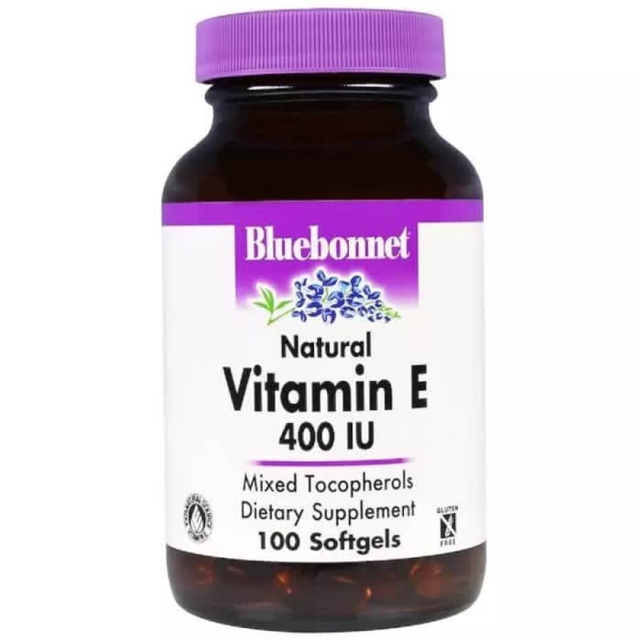 Витамин E 400 МЕ Vitamin E Bluebonnet Nutrition 100 желатиновых капсул: цены и характеристики