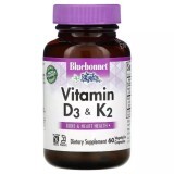 Витамины D3 и K2 Vitamins D3 & K2 Bluebonnet Nutrition 60 вегетарианских капсул
