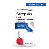 Стрепсилс Плюс спрей оромукозный, 2 антисептика + анестетик, 20 мл