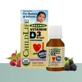 Рідкий Вітамін D3 для дітей зі смаком ягід 400 МЕ Organic Vitamin D3 Drops ChildLife 6.25 мл