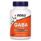 Гамма-аминомасляная кислота GABA Now Foods 750 мг вегетарианские капсулы №100