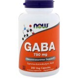 Гамма-Аміномасляна Кислота GABA Now Foods 750 мг вегетаріанські капсули №200