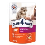 Вологий корм для кішок Club 4 Paws в желе з яловичиною 100 г 