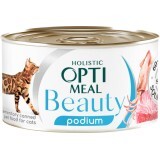 Консерви для котів Optimeal Beauty Podium смугастий тунець у соусі з кальмарами 70 г