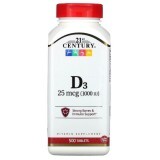 Витамин D3 1000 МЕ, Vitamin D3, 21st Century, 500 таблеток