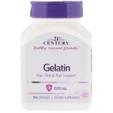 Желатин, 21st Century, Gelatin, 600 мг, 100 капсул