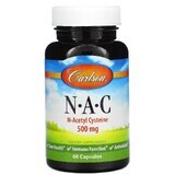 NAC (N-Ацетил-L-Цистеїн), 500 мг, Carlson, 60 капсул