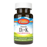 Вітамін D3+K2, 2000 МО та 90 мкг, Vitamin D3+K2, Carlson, 60 вегетаріанських капсул