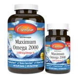 Омега Максимум 2000, Вкус Лимона, Maximum Omega 2000, Carlson, 90+30 желатиновых капсул