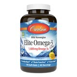 Омега-3, Вкус Лимона, Elite Omega-3 Gems, Carlson, 90 желатиновых капсул
