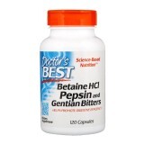 Бетаїн HCL і Пепсин, Betaine HCL & Pepsin, Doctor's Best, 120 капсул