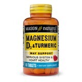 Магній з Вітамін D3 та куркумою, Magnesium & Vitamin D3 With Turmeric, Mason Natural, 60 таблеток