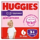Трусики-підгузки Huggies для дівчаток 6 15-25 кг, 34 шт