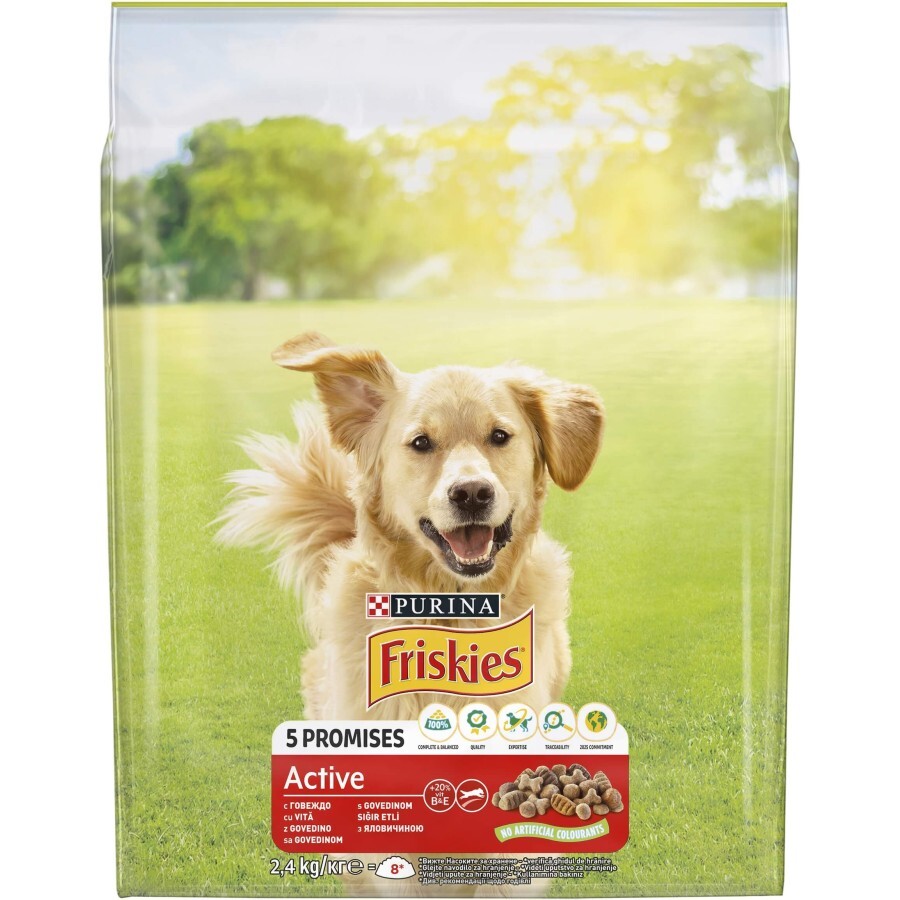 Сухой корм для собак Purina Friskies Active с говядиной 2.4 кг : цены и характеристики