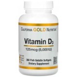 Вітамін D3, 5000 МО (125 мкг), California Gold Nutrition, 360 желатинових капсул