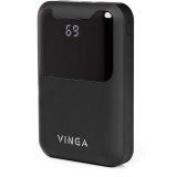 Батарея універсальна 10000 mAh Display soft touch black, Vinga